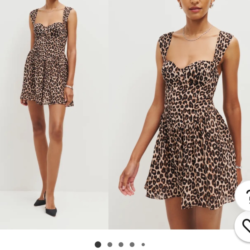 Reformation Leopard Print Mini Dress - Tan and Black - Picture 3 of 6